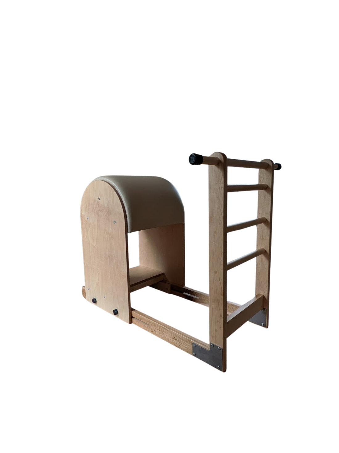 Focus Pilates Ladder Barrel in bone upholstery, classical Pilates barrel
apparatus handmade in England